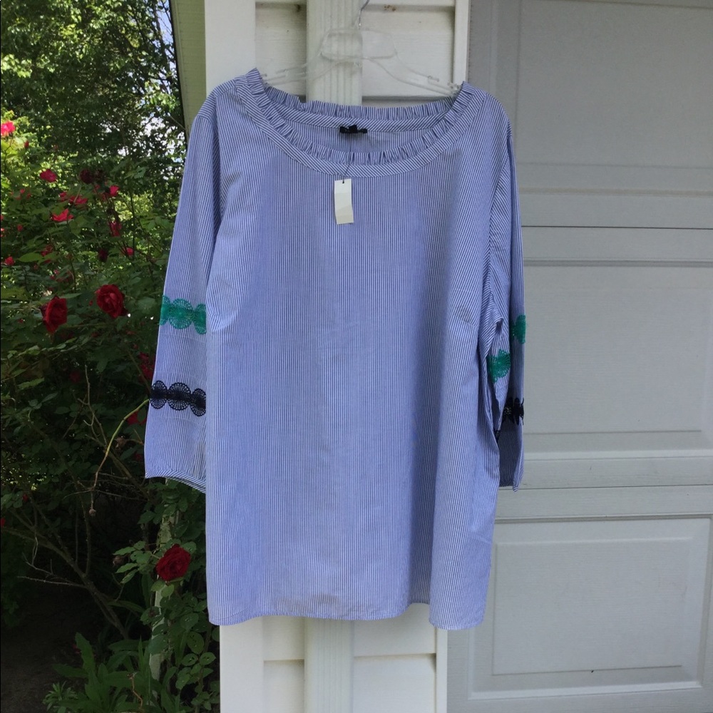 NWT Talbots Pretty Blue White Striped Fun Lace - Picture 5 of 5